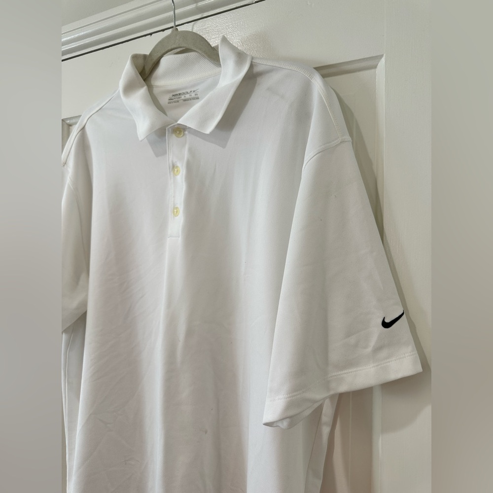 Nike Golf fit dry men’s white collar short sleeve polo shirt
